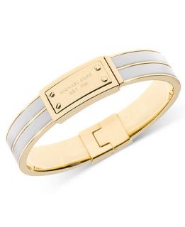 Michael Kors Gold Tone White Enamel Hinge Plaque Bracelet   Fashion Jewelry   Jewelry & Watches