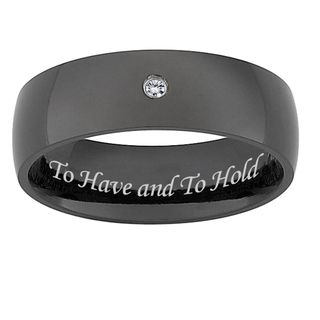 Black Titanium Men's Diamond Accent 'To Have and To Hold' Band (J K, I3) Men's Wedding Bands