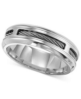 Triton Mens Stainless Steel Ring, Comfort Fit Cable Wedding Band   Rings   Jewelry & Watches
