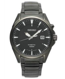 Seiko Watch, Mens Kinetic Black Ion Finish Stainless Steel Bracelet 39mm SKA517   Watches   Jewelry & Watches