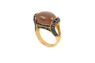 erana moonstone cabochon and black onyx ring by glacier jewellery