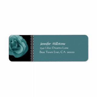 TURQUOISE BLUE Rose Wedding Address Label