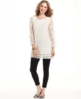 Style&co. Top, Three Quarter Sleeve Lace Tunic   Tops   Women