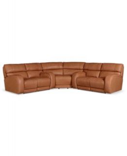 Duncan Leather Seating with Vinyl Sides & Back Reclining Sectional Sofa, Power Recliner 125W x 138D x 39H   Furniture
