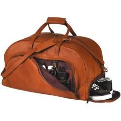 Royce Leather Organizer Duffle with Shoe Compartment 690 3 Tan Leather Royce Leather Leather Duffels