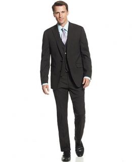 Perry Ellis Suit Comfort Stretch Black Stripe Vested Slim Fit   Suits & Suit Separates   Men
