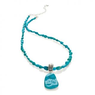 Jay King Freeform Turquoise Sterling Silver Pendant with 18" Beaded Neckla