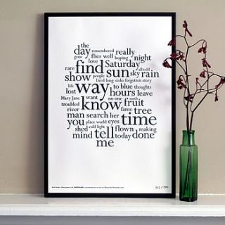nick drake distilled letterpress print by wasted & wounded