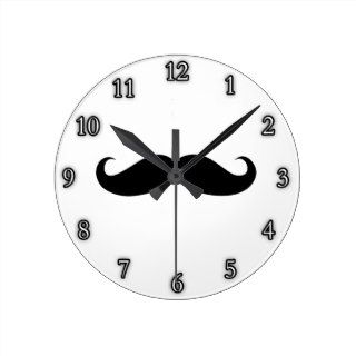 Mustache Disguise Funny Round Wallclocks