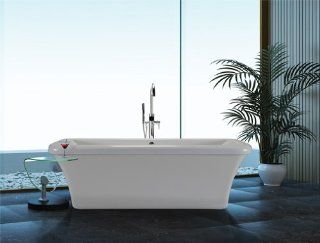 MTI Versailles MTCT 145 S145 Solid Surface Stand Alone Soaking Tub 66 x 36 x 22 3/4 Biscuit   Drop In Bathtubs  