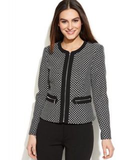 Calvin Klein Collarless Jacquard Jacket   Jackets & Blazers   Women