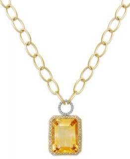14k Gold Necklace, Blue Topaz (70 ct. t.w.) and Diamond (1/4 ct. t.w.) Pendant   Necklaces   Jewelry & Watches