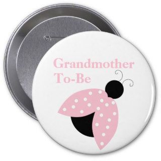 Pink Ladybug Grandma To Be Baby Shower Button