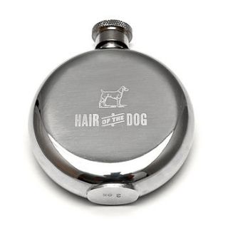 'hair of the dog' engraved hip flask by men's society