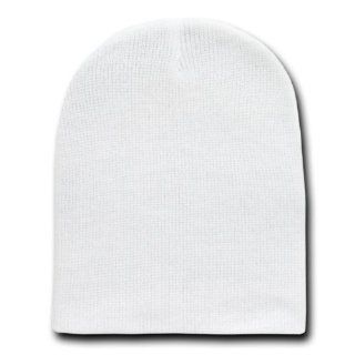 WHITE SHORT BEANIE SKI CAP CAPS HAT HATS TOQUE 