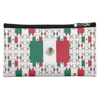Mexico Flag in Multiple Colorful Layers Makeup Bag