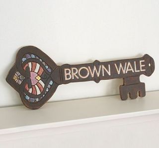 personalised antique key house sign by cherry pie lane