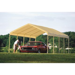 ShelterLogic Super Max 12Ft.W Commercial Canopy — 26ft.L x 12ft.W x 9ft. 8in.H, 2in. Frame, 10-Leg, Tan, Model# 29770  Super Max   2in. Dia. Frame Canopies