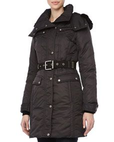 Andrew Marc Passion Weather System Belted Coat, Black
