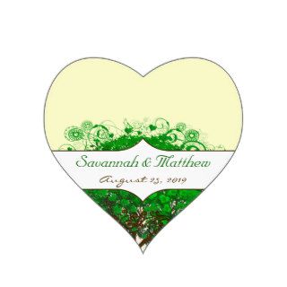 Your Photo Emerald Heart Leaf Tree Wedding Heart Sticker