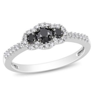 Amour 10k White Gold Round Cut Diamond TW Fashion Ring