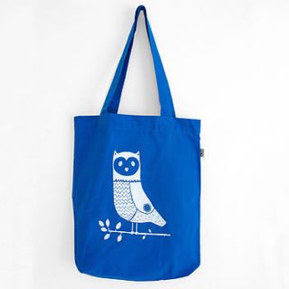organic owl print shopper tote bag by peris and corr