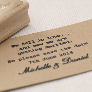 'we fell in love' save the date stamp by beautiful day