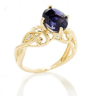 Victoria Wieck 1.63ct Iolite and White Zircon 14K "Floral" Ring