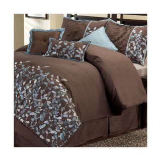 Embroidered Leaves 8 Piece Comforter Set