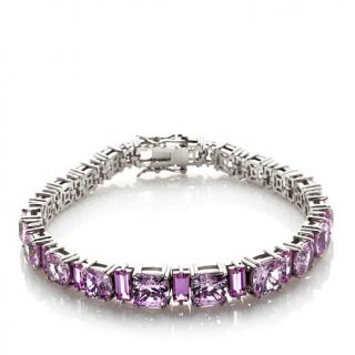 Jean Dousset Created Pink Sapphire Sterling Silver Line Bracelet