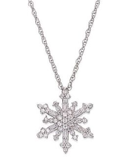 Diamond Necklace, Sterling Silver Diamond Snowflake Pendant (1/4 ct. t.w.)   Necklaces   Jewelry & Watches
