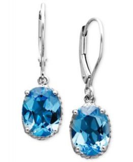 Sterling Silver Earrings, Blue Topaz (6 1/2 ct. t.w.) and Diamond (1/5 ct. t.w.) Pear Drop Earrings   Earrings   Jewelry & Watches