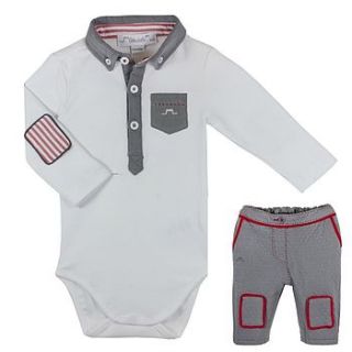 french design baby boy body and trousers by chateau de sable