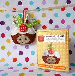 christmas pudding decoration mini sewing kit by paper and string