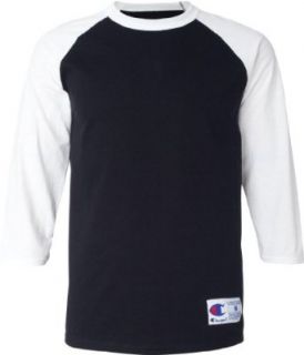 Champion 6.1 oz. Tagless Raglan Baseball T Shirt   OXF GRY/SCARLET   S 5.2 oz. Clothing