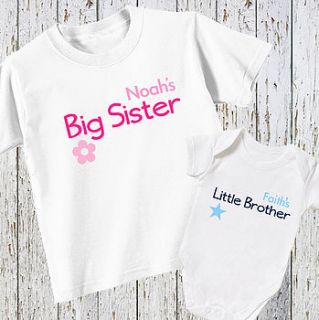 personalised brother and sister set by precious little plum