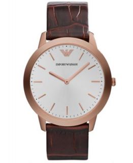 Emporio Armani Watch, Mens Brown Croco Leather Strap 41mm AR1613   Watches   Jewelry & Watches