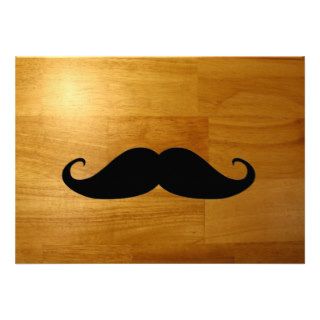 Funny Mustache on Shiny Wood Texture Background Custom Announcements