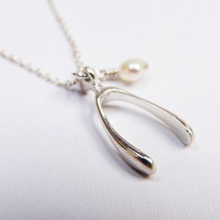 lucky wishbone silver necklace by vivi celebrations