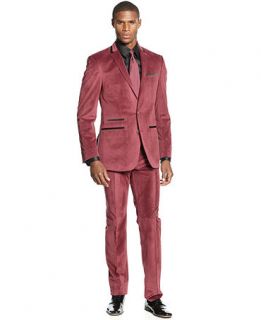 Andrew Fezza Suit, Maroon Velvet Slim Fit   Suits & Suit Separates   Men