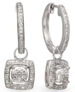 14k Gold and Sterling Silver Earrings, Diamond Leverback Earrings (1/10 ct. t.w.)   Earrings   Jewelry & Watches
