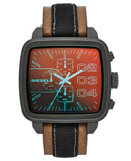 Diesel Watch, Mens Chronograph Brown Mesh and Burnished Leather Strap 48mm DZ4303   Watches   Jewelry & Watches