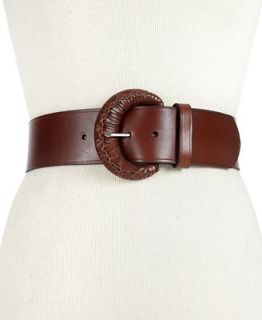Lauren Ralph Lauren Leather with Woven Wrapped Buckle Belt   Handbags & Accessories