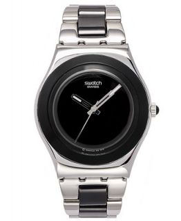 Swatch Watch, Womens Swiss Black Ceramic and Stainless Steel Bracelet 33mm YLS168G   Watches   Jewelry & Watches
