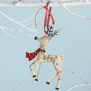 personalised painted metal reindeer by chantal devenport designs