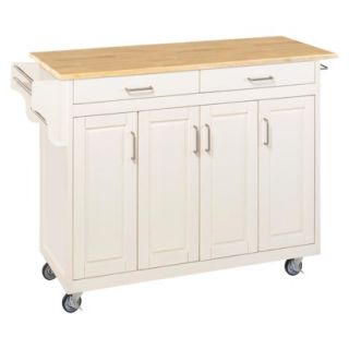 Home Styles Kitchen Cart with Wood Top   White/N