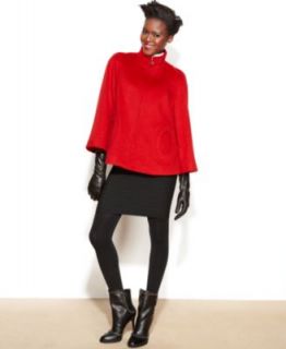 Calvin Klein Wool Blend Boucl Faux Leather Trim Coat   Coats   Women