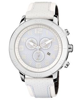 Citizen Unisex Chronograph Drive from Citizen Eco Drive White Leather Strap Watch 46mm AT2200 04A   Watches   Jewelry & Watches