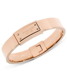 Michael Kors Rose Gold Tone Logo Plaque Bangle Bracelet   Fashion Jewelry   Jewelry & Watches
