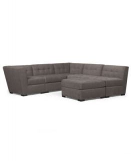 Roxanne Fabric Modular Sectional Sofa, 6 Piece (Square Corner Unit, Chaise, 3 Armless Chairs and Ottoman)   Furniture